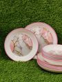34\42 Pcs Complete Pink Full Print Melamine Durable Dinner set- Double Glazed. 