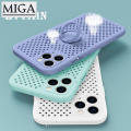 【Miga Plaza】Soft Silicone Heat dissipation Phone Case For iPhone 12 Pro Max 12 mini 11 Pro Max X XR XS Max SE  8 7 Plus Hollow Magnetic Ring Holder Stand Cover. 