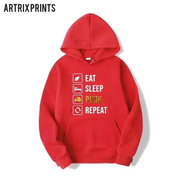 Trendy EAT SLEEP REPEAT LOGO TAGLINE Tag Print Full sleeves Kangaroo Hoodie Pocket Drawstring Casual Pullover Hodie Clothing Long Sleeves Export Quality Huddie Winter Wear Smart Fit Hoody For Men Boys