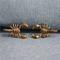 Solid Brass Scorpion Mini Statue Handmade Car Key Chain Ornaments Crafts Copper Vintage Miniatures Figurines Desk Decoration. 