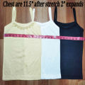 Pack of 3 Summer Soft Cotton Full Camisole For Little Girls Kids Long Shameez  Long Tank Tops Undershirt For Little Kids Girls (4 to 6 Years Old) - Skin/Black/White. 