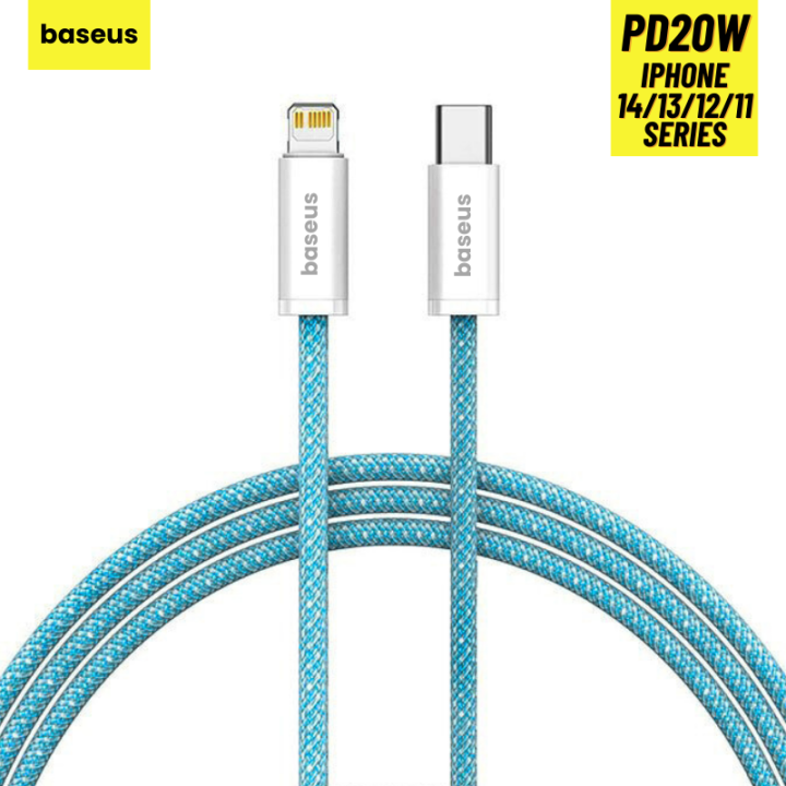 Baseus 20W PD Fast Charging Type-C to Lightning Cable for iPhone 14/13/12/11 Pro MAX Series Braided Colorful Data Cable Compatible with iPhone