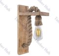 Pair of Rustic Rope Solid Grains Wood Wall Lamp. 