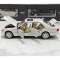 Diecast 1/24 Benzs Vintage W140 320SEL Alloy Car Model Simulation Toy Vehicle Sound Light. 