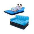 Imported Air sofa Cum Bed 5 in 1 Sky Blue PVC Non Velvet Air Multipurpose Double bed Kids Sleeping Mattress Travel Lounge Seat without Electric pump 3 Seater Inflatable Sofa NOTE random color will be delivered. 