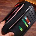 Luxury Men Utra-Thin Long Wallet Woven Pattern Multi-Card Male Clutch. 