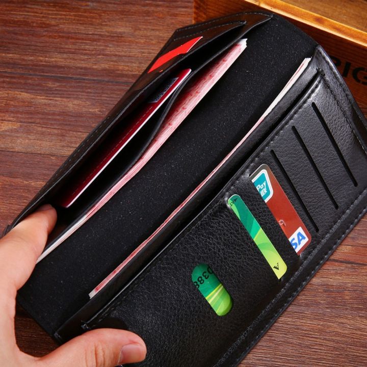 Luxury Men Utra-Thin Long Wallet Woven Pattern Multi-Card Male Clutch
