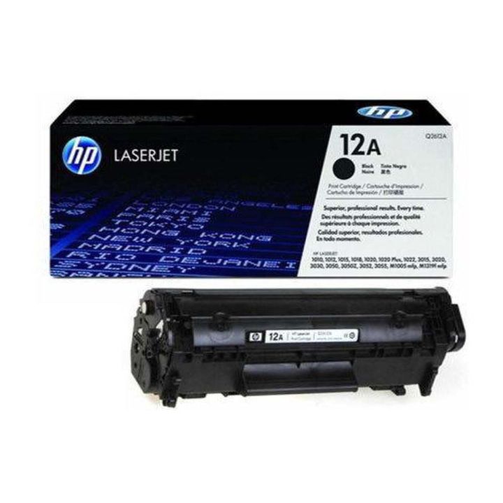 HP 12A Black Original LaserJet Printer Toner Cartridge, Q2612A HP 12A Toner Cartridge | Black