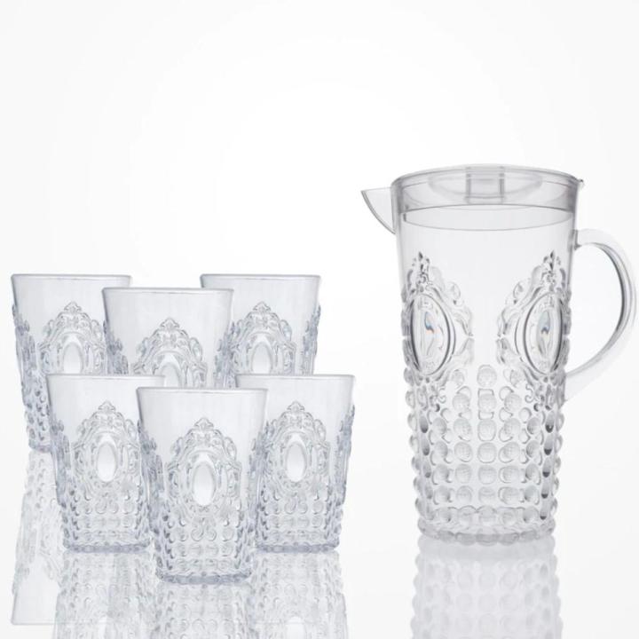 Luxury Crystal (2500ml) Jug and 6 Glass set Water 💦 Jug 🏺Sharbat Jug ...
