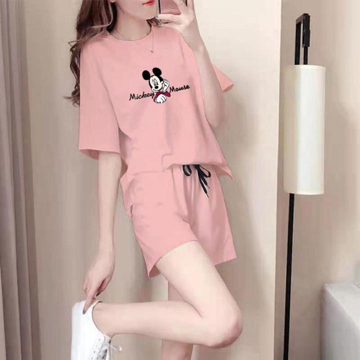 Pajamas ladies summer short-sleeved suit thin cotton loose casual home wear