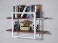 PVC BOX  WALL HANGING SHELF WHITE WITH LIGHT BROWN. 