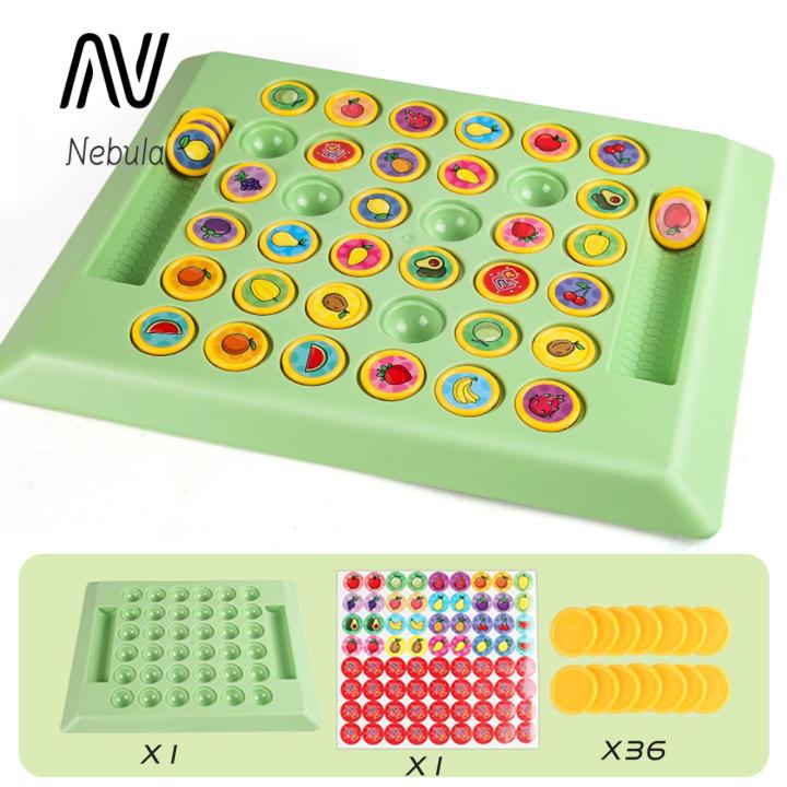 Nebula Supreme Two-player Flipping Chess Fun Animal Fruit Memory Chess Game for Kids Educational 2 Player Board Game for Toddlers Focus Training Toy with Cute Designs Perfect Gift for Children Memory Flip Chess Toy