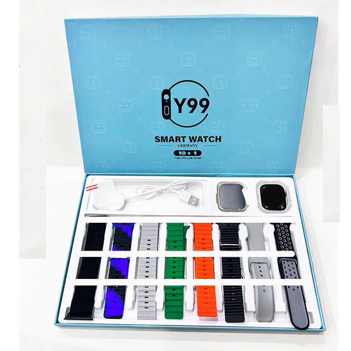 Y99 Ultra Smart Watch Multi Bands with 10+1 strap and watch case 2.05 inch 200mah smart watch for men and women gift