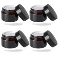 Empty Premium China Amber Glass Jar 30ml – TYPE III with Black Glossy Cap & PP Liner. 