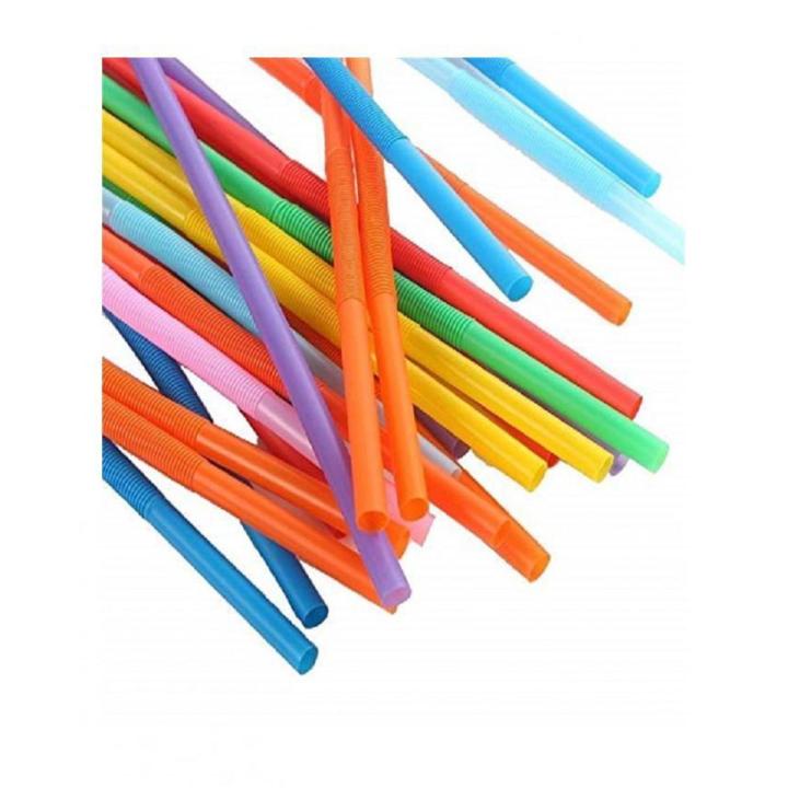 100Pcs -10.3 Inch Disposable Flexible Drinking Straws Plastic Straws-Multicolors