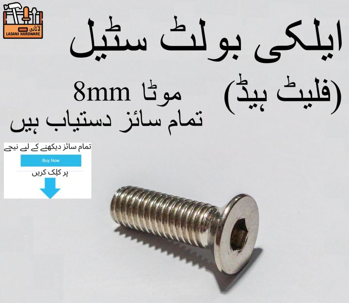 Stainless Steel Allen Bolts Flat Head (All Sizes Available) Stainless Steel Hex Key Bolts L Key Bolts Hex Nuts and Bolts Solar Panel Bolts SS Elky Bolts