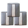 Pack of 3 High Quality New Waterproof Home Storage Foldable Bag Large Collapsible Bamboo Zipper Bag for Bedding Pillow Quilt Clothes Blanket. 