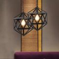 Modern Hexagram Metal Cage Pendant / Ceiling Light in Black Metal Finish Light Hanging Lamp kitchen / dining / Cafe / hallway / bedroom / restaurant / living room / club.. 