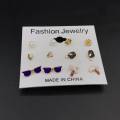 Pack Of 6 Pairs - Attractive Stud Earrings Card For Girls - Multicolor. 