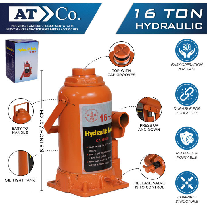Car Hydraulic Jack With Manual Handle Heavy Duty 16 Ton, Adjustable Vertical Hydraulic Bottle Jack, Autogear Heavy-duty Lifting Hydraulic Bottle Jack For Automobiles