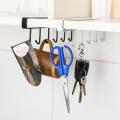 6-Hook Under-the-Shelf Mug Rack Kitchen Hanging Organizer Rack Mug Storage Holder / 6 Hooks Metal Hanger For Kitchen, Mug Cup Storage Rack Cupboard Hanging Coffee Cup Organizer Closet Clothes Shelf Hanger Knife, Spoons. 