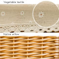 Picnic Basket Handmade Camping Wicker Picnic Basket Shopping Storage Basket with Lid and Wooden Handle. 