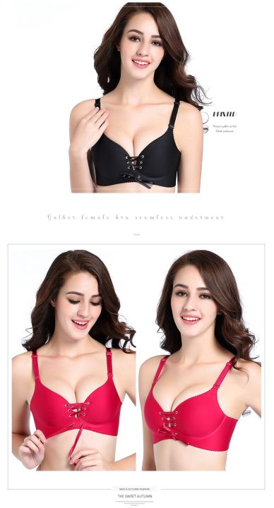 Duoble cup super Push Up Bra With Lace Up Tie Front  Bra