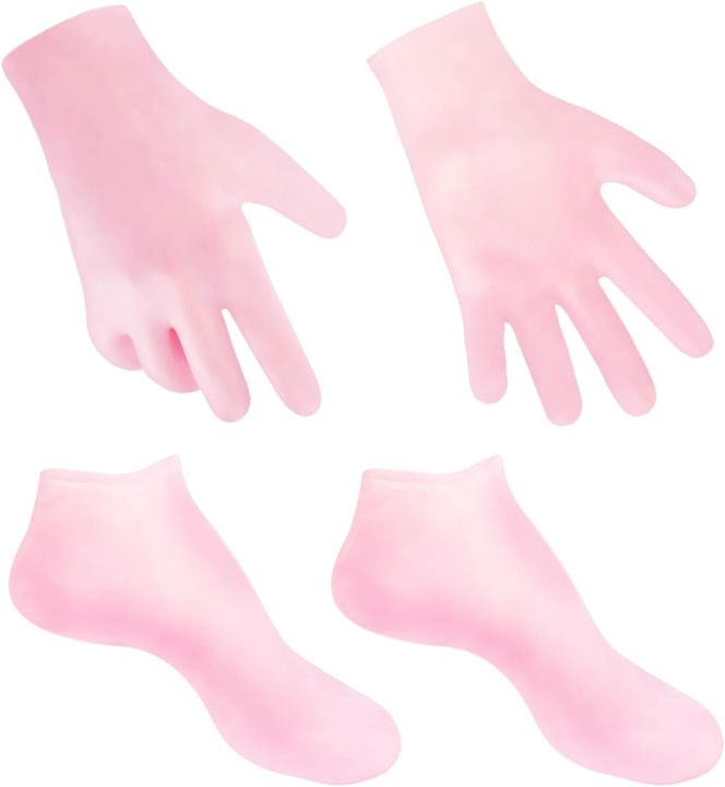 2-Pair Silicone Moisturizing Gloves And Socks, Soft Silicone Gloves and Socks For Cracked Hand And Feet Women And Men Hand Moisturiser Gloves And Socks  Spa Manicure and Pedicure .