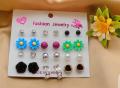 12 Pairs Stud Card Mixed Style Stud Earrings Set For Women Color Balls Love Flowers Earrings Women  Earrings Jewelry. 