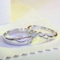 SSA 925 Silver Plated Couple Rings Angle Wing Wedding Cubic Engagement Ring Jewelery. 