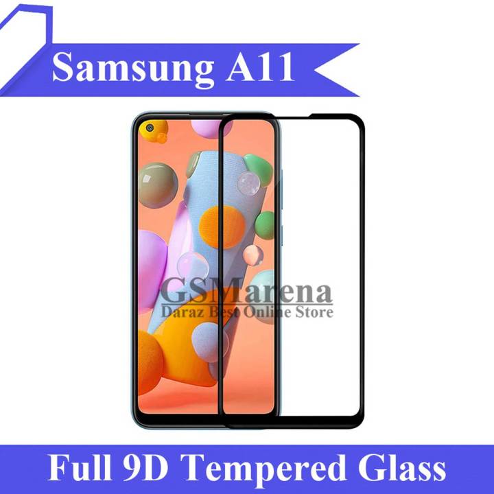 Samsung A11 Full Black 9D/5D/10D/11D/6D Tempered Glass Screen Protector Edge to Edge Full Glue Premium Quality Film For Galaxy A11