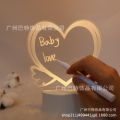 ins message board 3D night light glow acrylic note writing home memo tips desktop gift pen and cloth. 