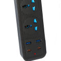 SpeedX 504PU Power Strip Multi Power Plug Extension Board with 2 USB Ports + 2 Type C Ports + 5 Sockets Universal Travel Charging Adapter. 