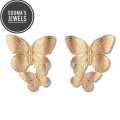 Docona Trendy Gold Double Butterfly Stud Earrings for Women Gift Charm Gold Metal Wing Earrings Statement Jewelry. 