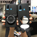 Phone Case Itel Vision 2 Plus Back Cover Cute Cartoon Camera Stand Holder Silicone Soft Cases for Itel Vision2 Plus Makeup Mirror Phone Cover Case. 