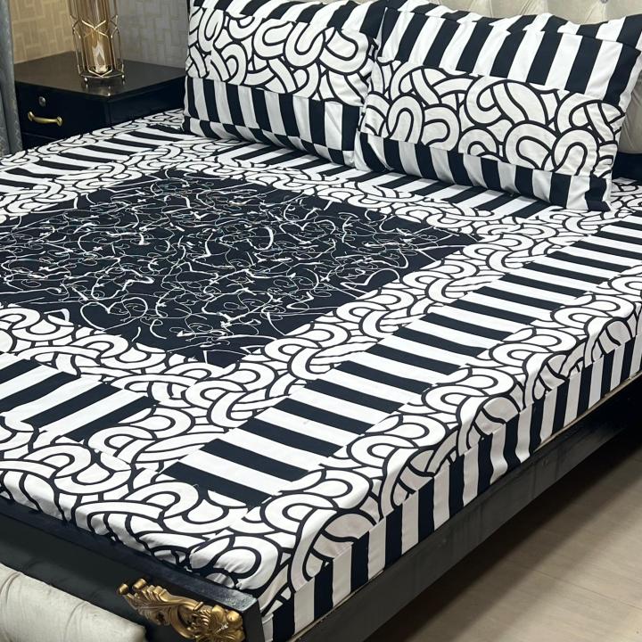 Embroidered Patch Work King Size BedSheet - High Quality - Cotton Satin Double Bedsheet Embroided - Rg collection