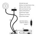 New Professional 2 in 1 Phone Stand with LED Selfie Ring Light for Live Stream Adjustable Long Arm Desk Stand. 