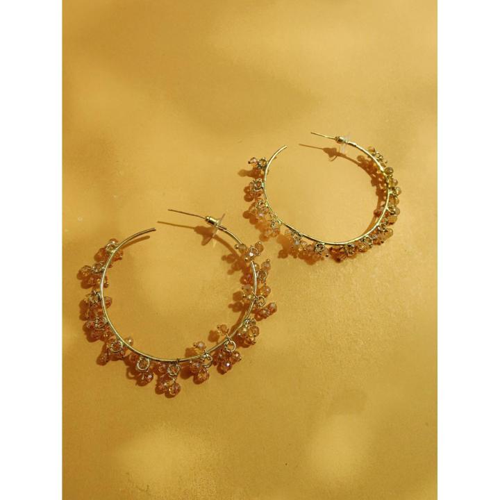 Gold Baliyan Earrings - Hanging Stones Baaliyan