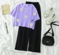 Summer  Crop Top T-shirt and Flapper Trouser Night Suit Set for Women and Girls. 