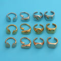 Jewelry Wholesale 18K Gold Plated Irregular Wrinkle Lava Stainless Steel Open Rings for Women Statement Rings. 