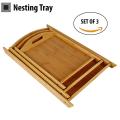 Premium Quality Set of 3 Bamboo Wooden Multipurpose Tray for Serving Food, Breakfast, Refreshment etc. (Set of 3 Different Sized Trays). 