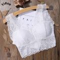 New ummer Lace Wrapped Chet Tube Top Thin Hollow Rimle Underwear Bra. 