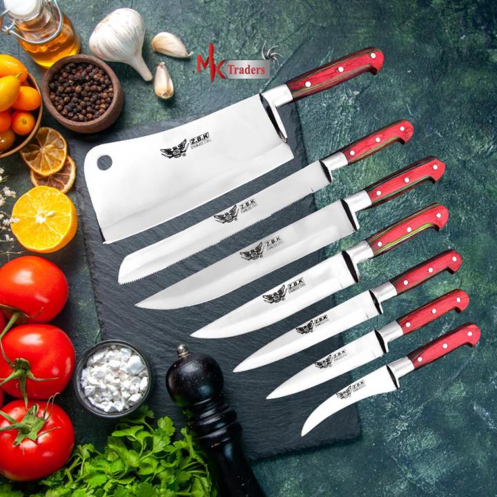 Best quality imported 7-piece kitchen/chef knife set for peeling knife accessories Cooking knives with a Wooden Handle in Multiple Layers