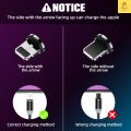 Magnetic Cable 3 in 1 Fast Charging Cable-Micro USB Charger-Iphone Charger - Type C Charger - Type C Connectore  Pins Fast Charger For All Mobiles - Magnetic Charging Cable Micro USB Type C & iOS - 3A Fast Charging-360 Degree LED Indication-multi colours. 
