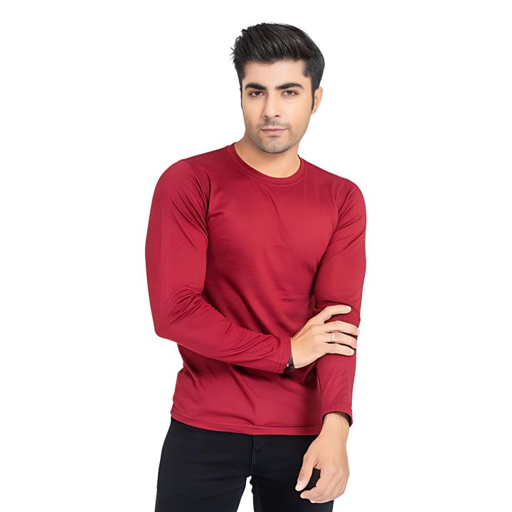 Basic Round Neck Full Sleeves T Shirt For Men Blue Daraz.pk