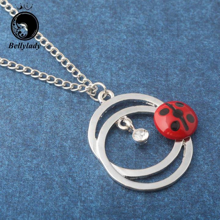 Women Fashion Necklace Hook Ladybug Fox Tail Hanging Bell Black Cat Pendant Necklace