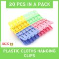 Pack of 20  Laundry Clothes, Cloth, Hanging Clips/Plastic Clothes Pins – Sealing, Hanging Cloth. 