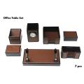 Senator Wooden Office Desk Organizer with Watch 7 Pcs Office Table Set. 