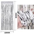 Back Drop Foil Curtains Silver Size 3 Feet Width & 3 Feet Height, Best for Birthday, Wedding Decoration. 