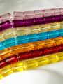 15 Glass Crystal Transparent Multicolor 14mm* 10mm  Cylinder Beads for DIY, Jewelry Making, Crafting – 14mm* 10mm  Cylinder Shape Beads | 26 pcs Mix Set. 